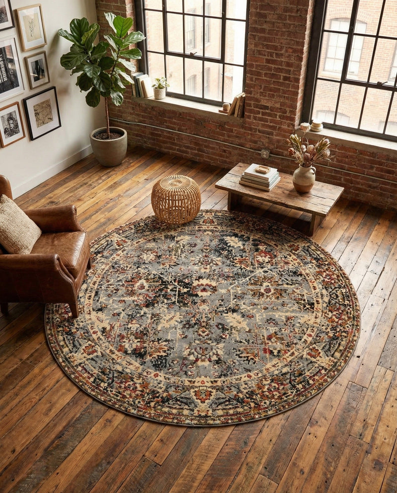 Neptune Elegance Collection Area Rug -  Galatea (Blue) Round Blue  lifestyle 27