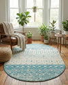 Mediterranean Lattice Collection Area Rug -  Casablanca (Ivory Blue) Oval Ivory Blue  lifestyle 68