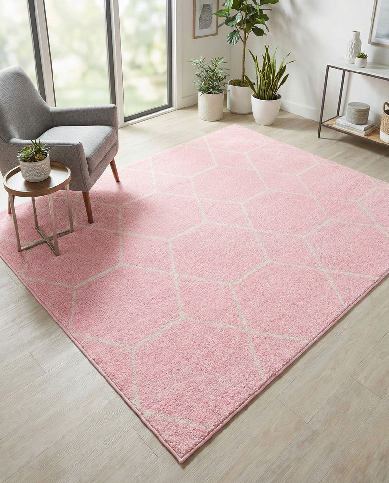 Trellis Mosaic Collection Area Rug - Arborville (Light Pink) Square Light Pink  lifestyle 82