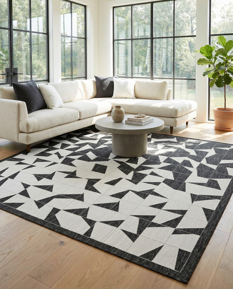 Urban Terrace Collection Area Rug -  Mercer Square Black and White  lifestyle 20