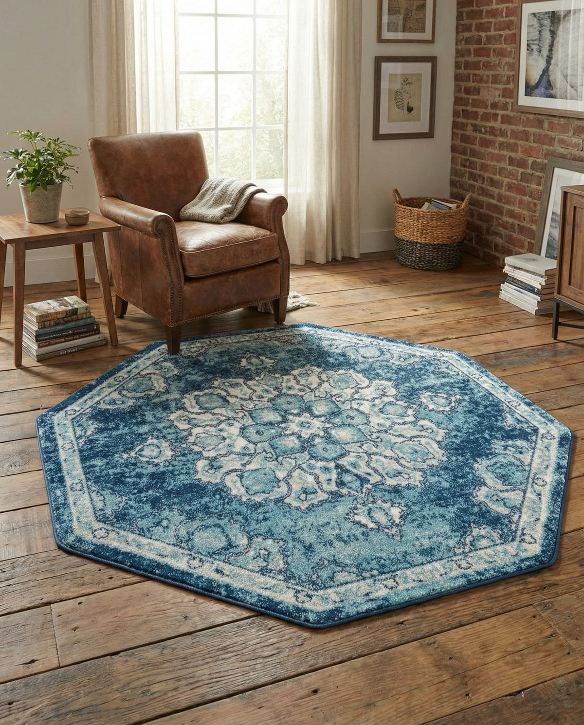 Beverly Grove Collection Area Rug - Melrose (Navy Blue) Octagon Navy Blue  lifestyle 73