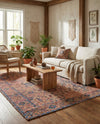 Savannah Threads Collection Area Rug - Tybee Rectangle Peach pink  lifestyle 31
