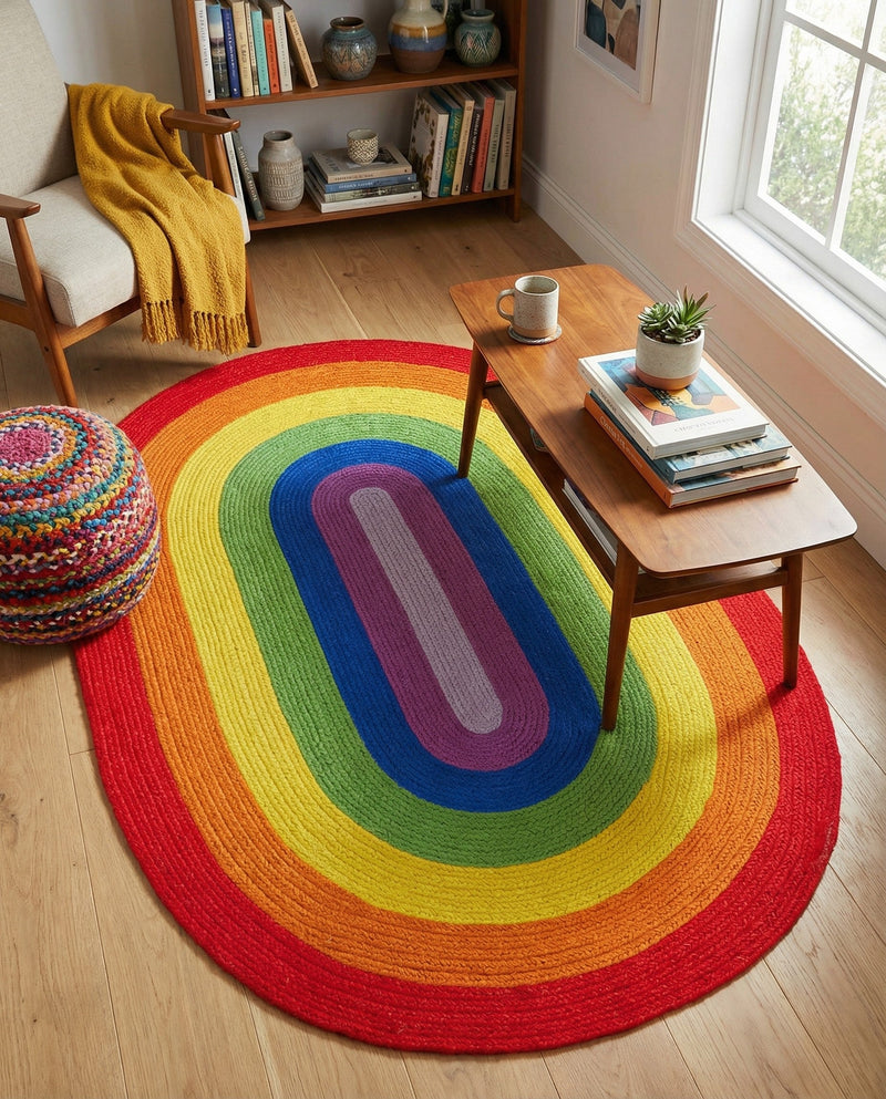 Sunset Isle Wool Braids Collection Area Rug - Paradise Oval Multi  lifestyle 68