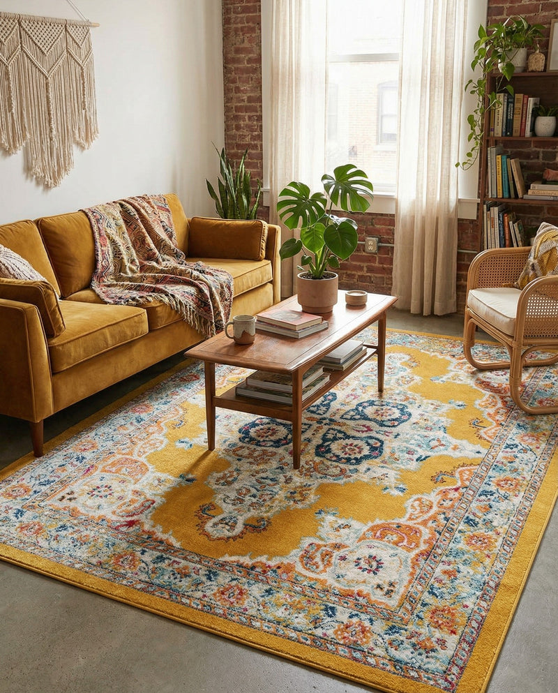 Beverly Grove Collection Area Rug -  Fairfax (Yellow) Rectangle Yellow  lifestyle 17