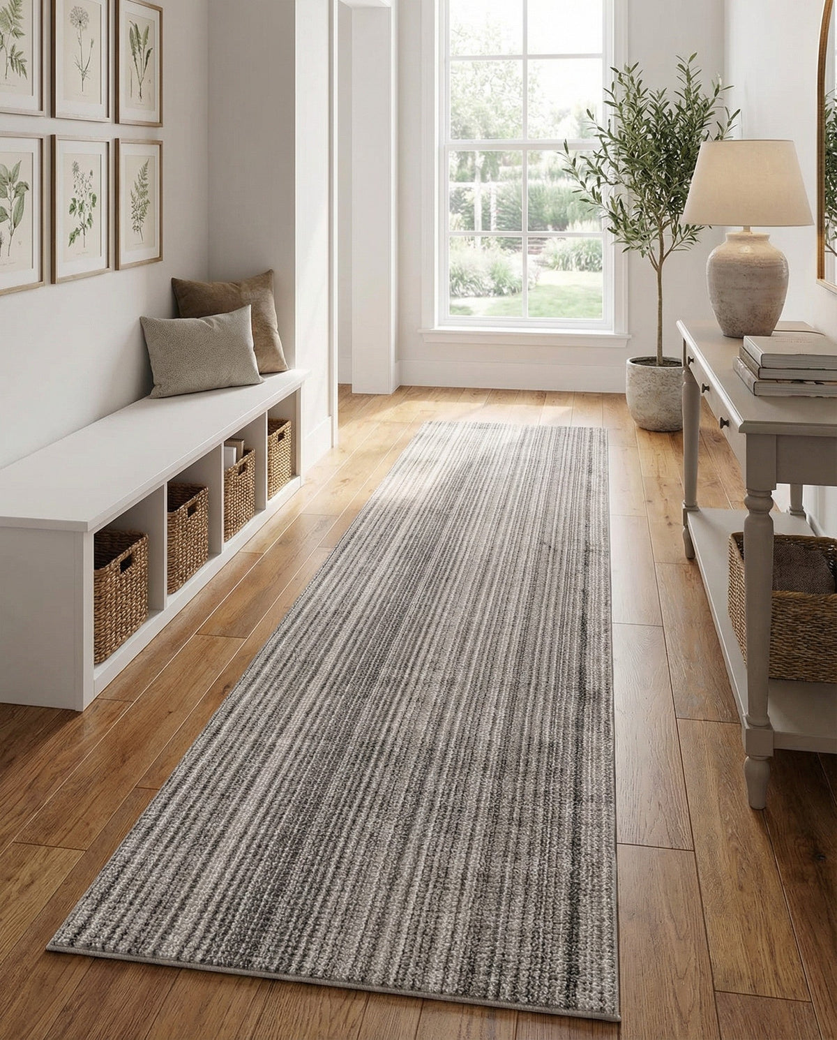 Jewel Oasis Collection Area Rug - Sapphire (Gray) Runner Gray  lifestyle 85