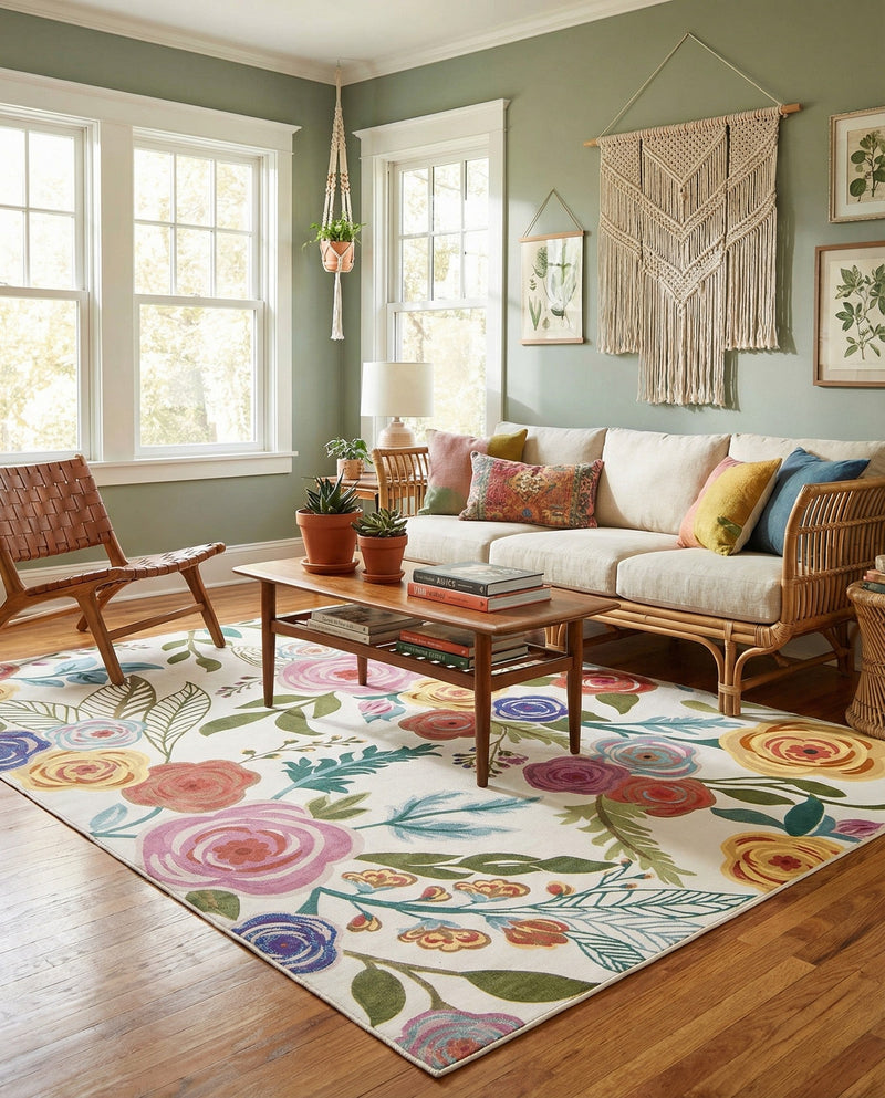 Meadow Breeze Collection Area Rug -  Petal Rectangle Ivory  lifestyle 24