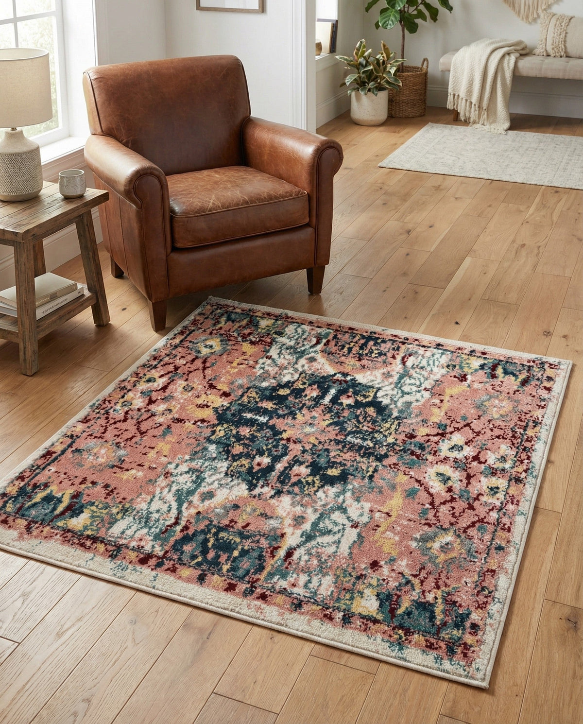Savannah Elegance Collection Area Rug -  Azalea Square Pink  lifestyle 143