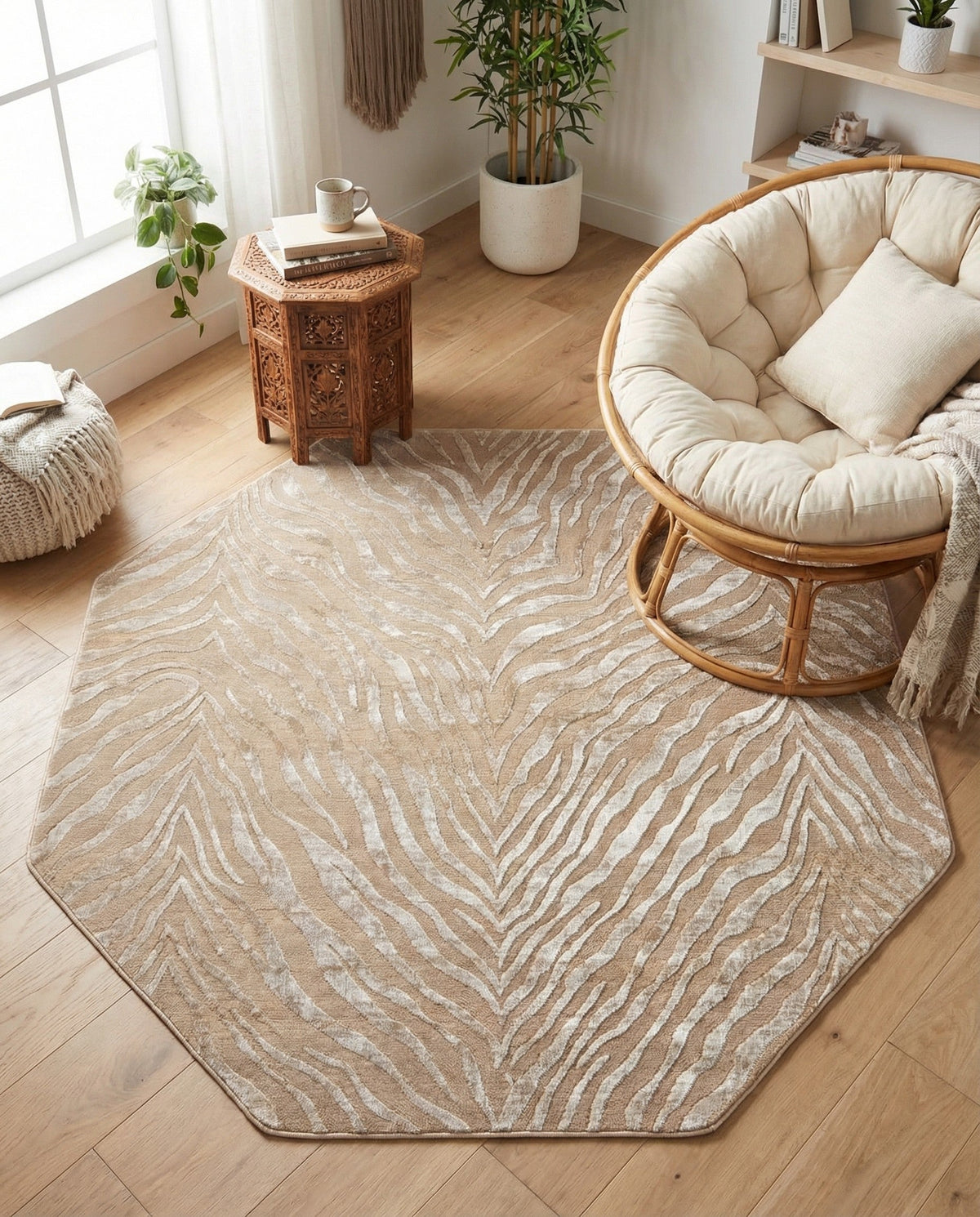 Bloomsbury Elegance Collection Area Rug -  Chelsea Octagon Ivory Beige  lifestyle 161