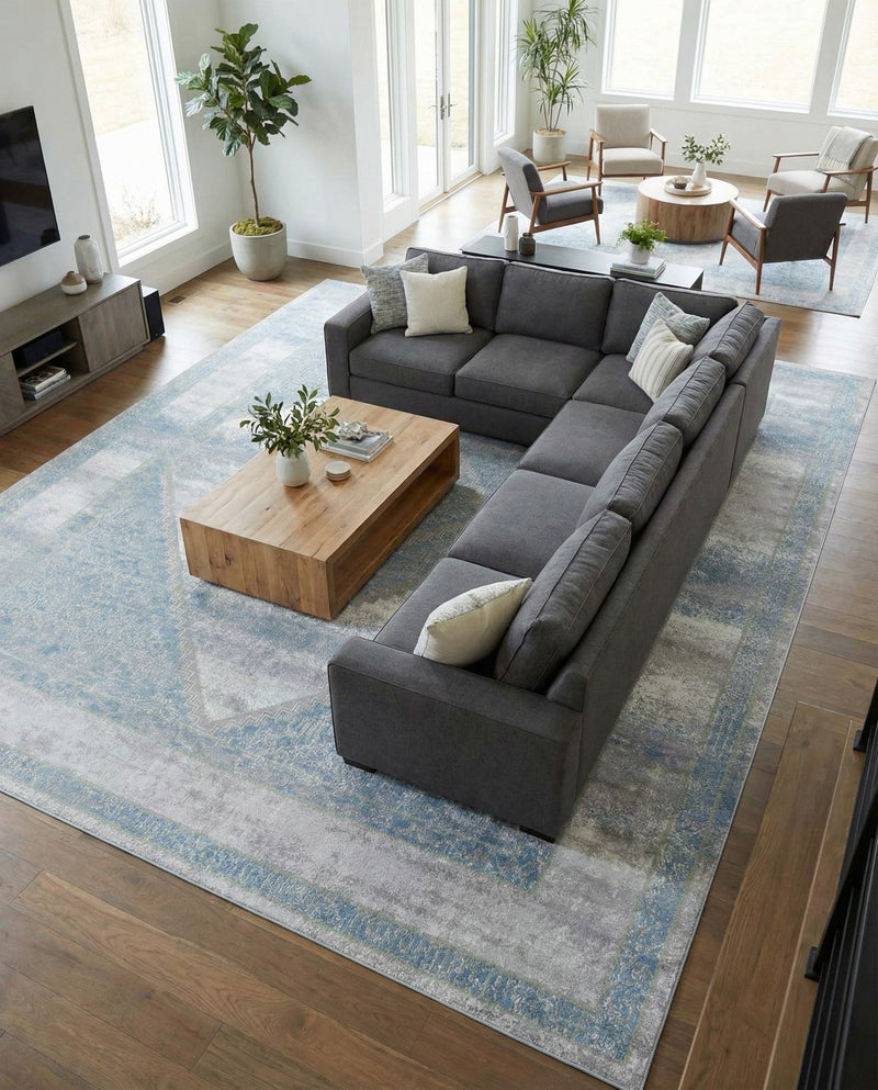 Aegean Elegance Washables Collection Area Rug -  Delos Rectangle Gray Green  lifestyle 36