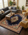Tabriz Tapestry Collection Area Rug - Azerbaijan (Navy Blue) Rectangle Navy Blue  lifestyle 19