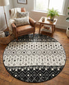Mediterranean Lattice Collection Area Rug -  Casablanca (Black and White) Round Black and White  lifestyle 52