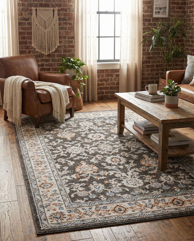 Savannah Elegance Collection Area Rug - Augusta (Fume Gray) Rectangle Fume Gray  lifestyle 29