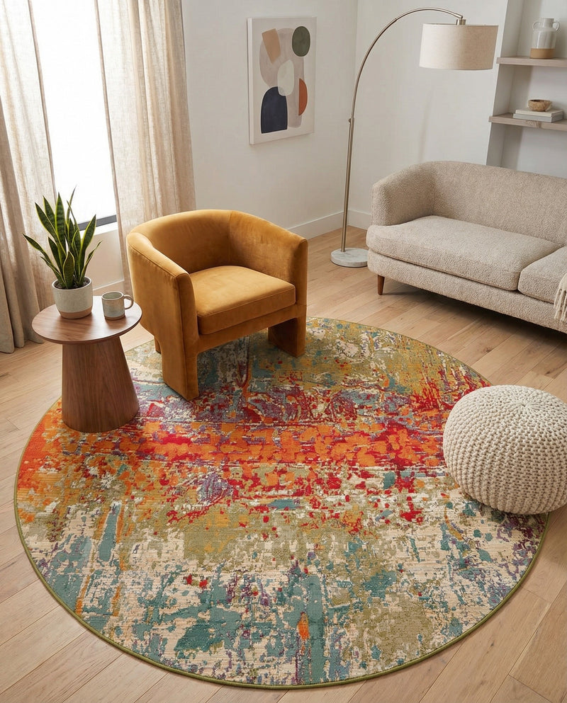 Urban Terrace Collection Area Rug -  Terrace Round Multi  lifestyle 66