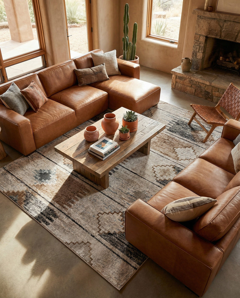 Desert Modern Eco Rug Series Collection Area Rug -  Taos Rectangle Ivory  lifestyle 19