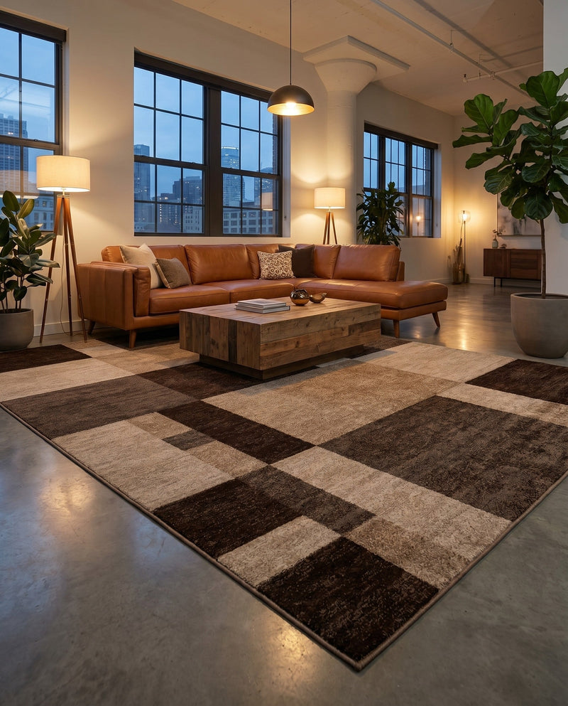 Autumn Meadow Collection Area Rug -  Sycamoreside (Light Brown) Rectangle Light Brown  lifestyle 4