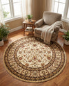 Jaipur Elegance Collection Area Rug -  Nahargarh (Cream) Round Cream  lifestyle 82