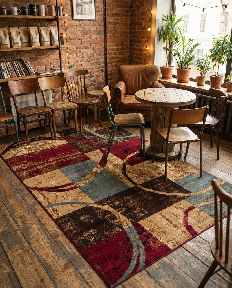 Bistro Lounge Collection Area Rug -  Ristretto Rectangle Multi  lifestyle 33