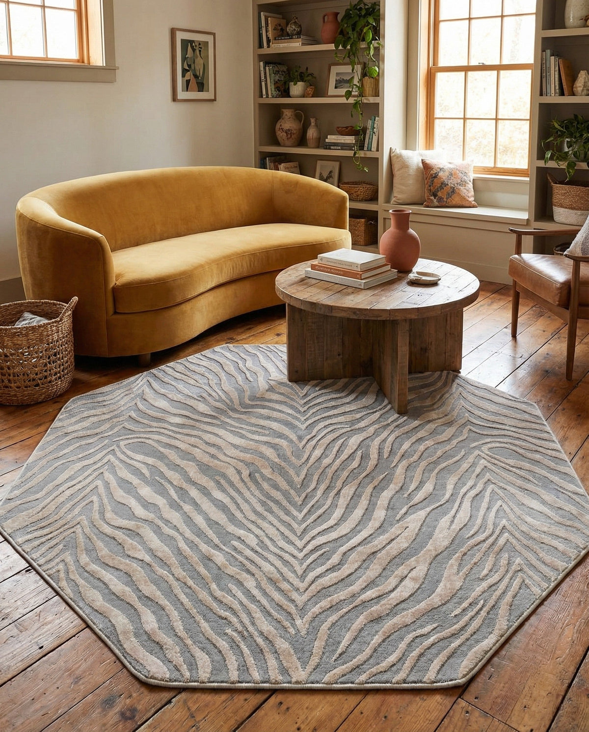 Bloomsbury Elegance Collection Area Rug -  Chelsea Octagon Gray and Ivory  lifestyle 156