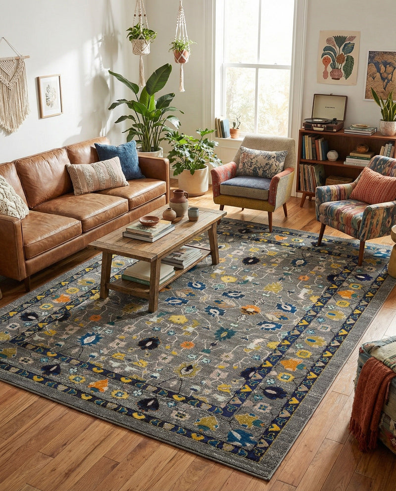 Chateau Elegance Collection Area Rug -  Luxembourg Rectangle Gray  lifestyle 11