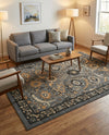 Tabriz Tapestry Collection Area Rug - Sahand (Dark Gray) Rectangle Dark Gray  lifestyle 5