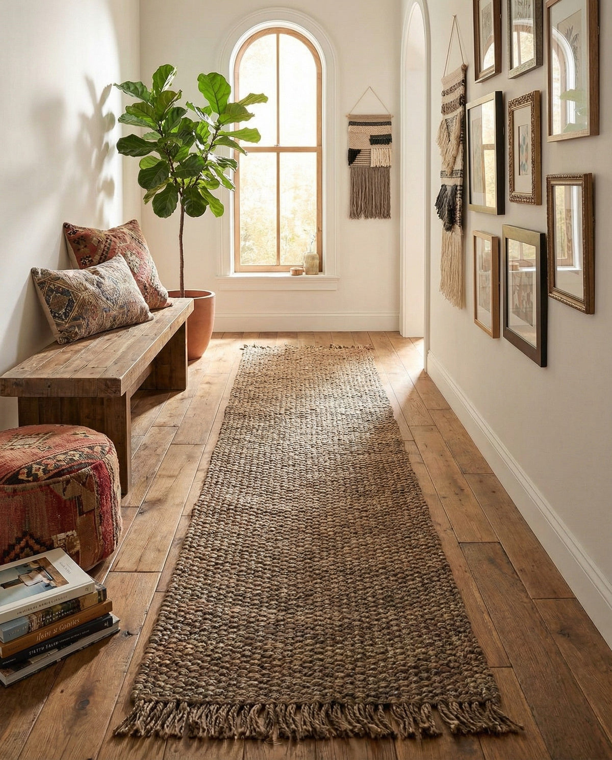 Savannah Jute Collection Area Rug - Seashore Runner Gray  lifestyle 183