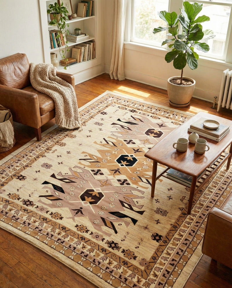 Tabriz Tapestries Collection Area Rug - Azerbaijan (Ivory) Rectangle Ivory  lifestyle 6
