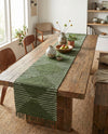 Thar Cotton Collection Area Rug - Jaisalmer (Green) Table Runner Green  lifestyle 59