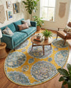 Arcadia Rugs Collection Area Rug -  Atlantis (Yellow) Oval Yellow  lifestyle 74