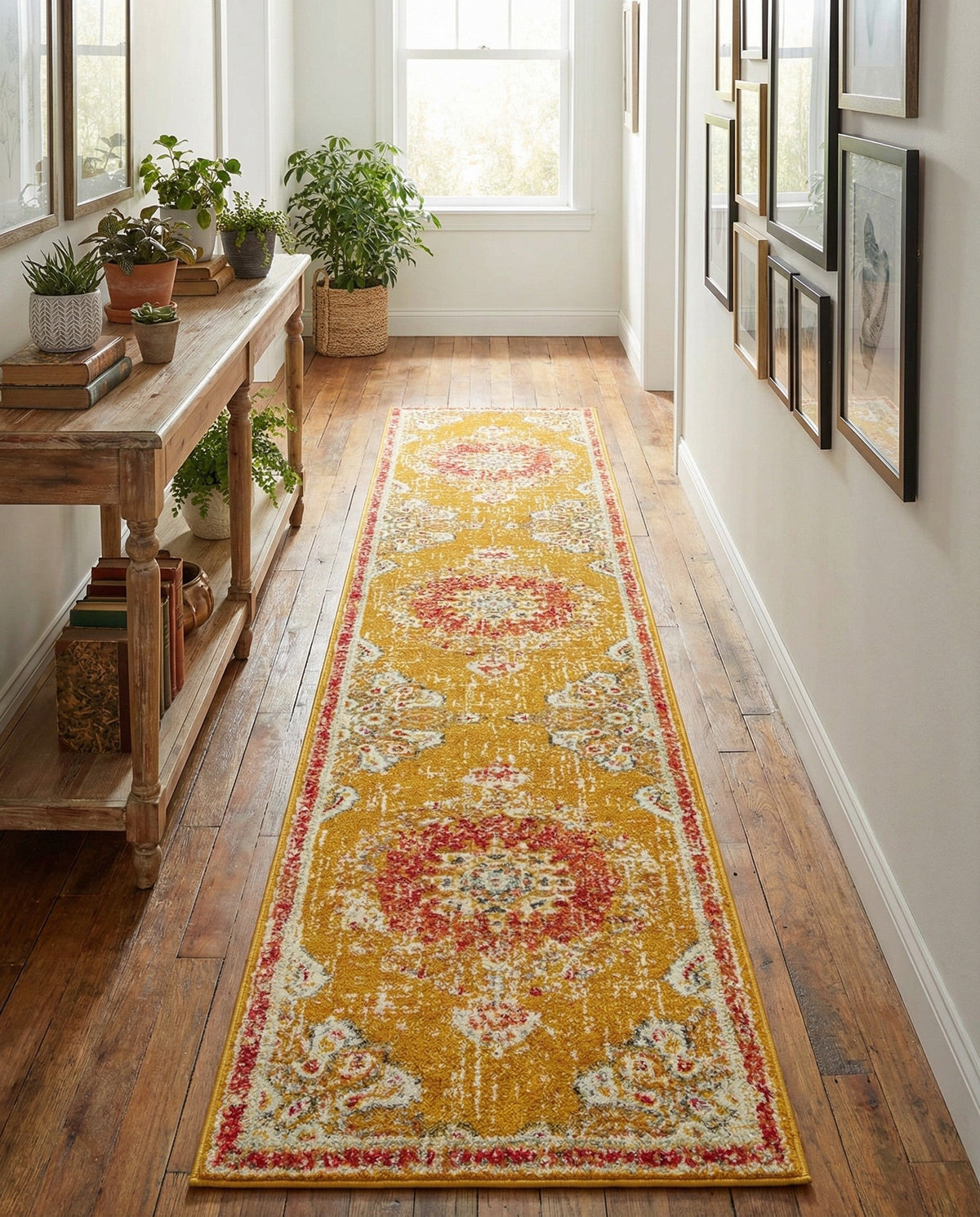 Brighton Terrace Collection Area Rug - Hove (Gold) Runner Gold  lifestyle 102