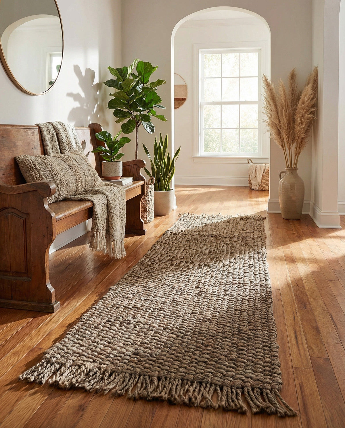 Savannah Jute Collection Area Rug - Seashore Runner Gray  lifestyle 105