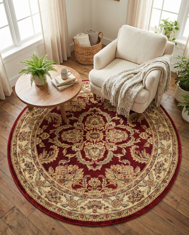 Jaipur Elegance Collection Area Rug -  Jantar Round Red  lifestyle 71