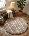 Cozy Haven Shag Collection Area Rug - Serenity (Khaki) Round Khaki  lifestyle 58