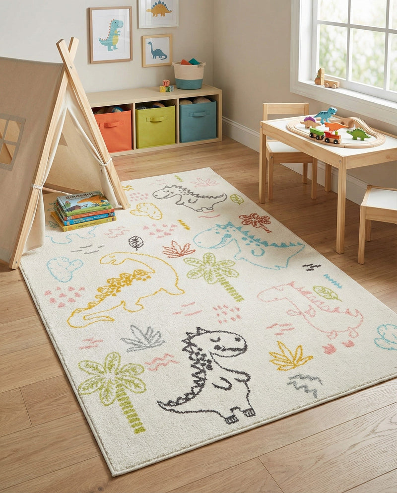 Wonder Tykes Collection Area Rug -  Abstracta Rectangle Ivory  lifestyle 10