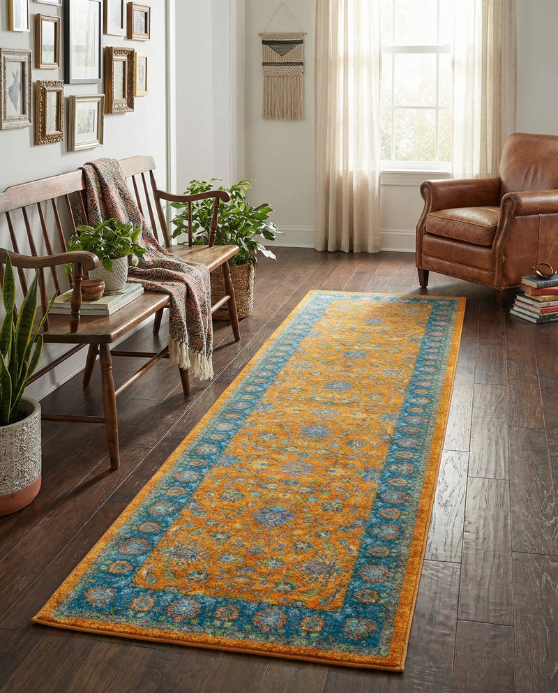 Casablanca Tapestry Collection Area Rug -  Marrakech (Sunshine Yellow) Runner Sunshine Yellow  lifestyle 52