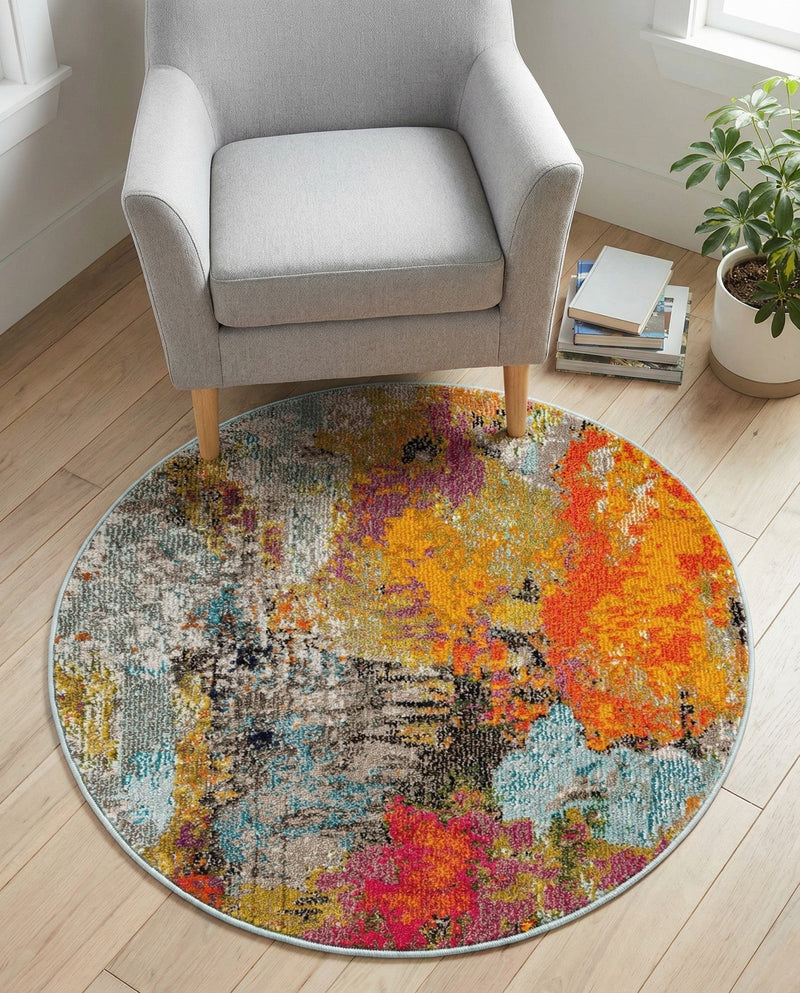 Colorburst Oasis Collection Area Rug -  Spectrum Round Multi  lifestyle 78
