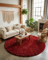 Eternal Plush Oasis Collection Area Rug -  Tranquility (Merlot) Round Merlot  lifestyle 70