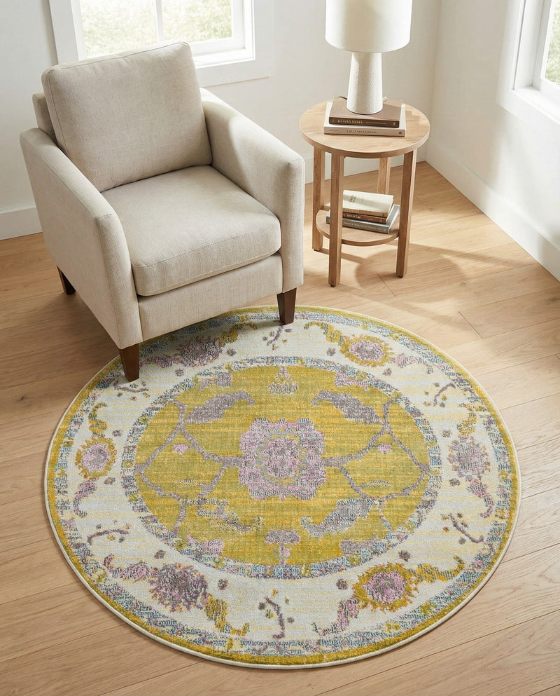 Arcadia Rugs Collection Area Rug - Eden (Green) Round Green  lifestyle 80