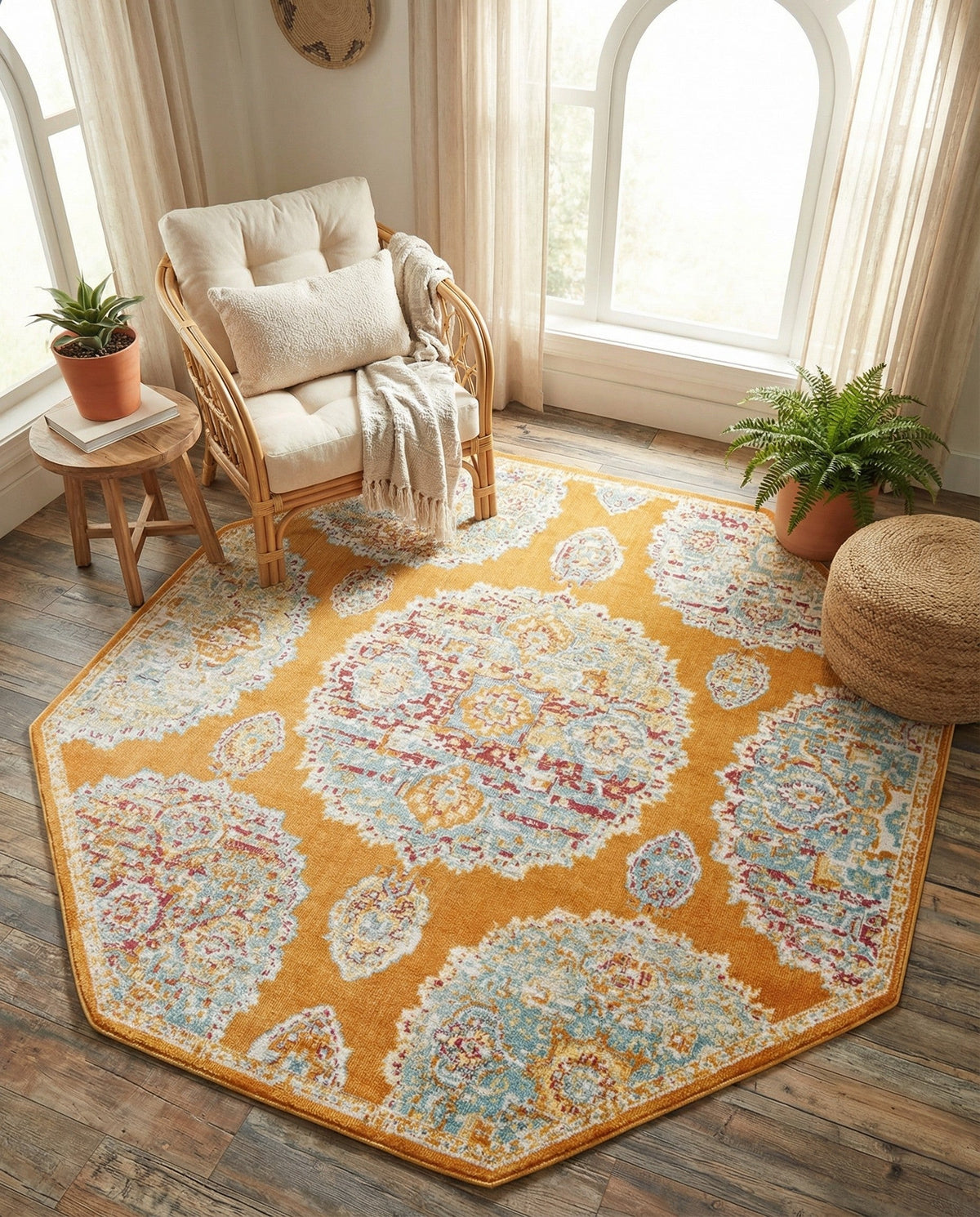 Arcadia Rugs Collection Area Rug -  Atlantis (Orange) Octagon Orange  lifestyle 41