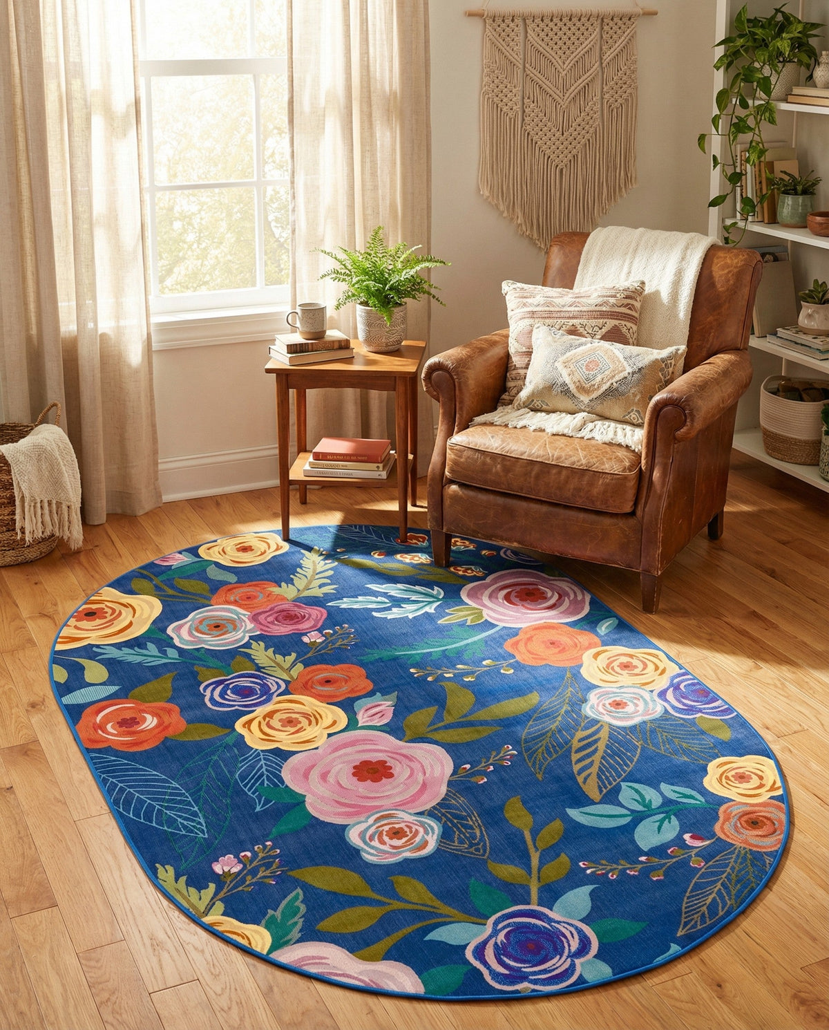 Meadow Breeze Collection Area Rug -  Petal Oval Blue  lifestyle 139