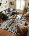 Cascade Range Collection Area Rug - Hood (Black and White) Rectangle Black and White  lifestyle 5