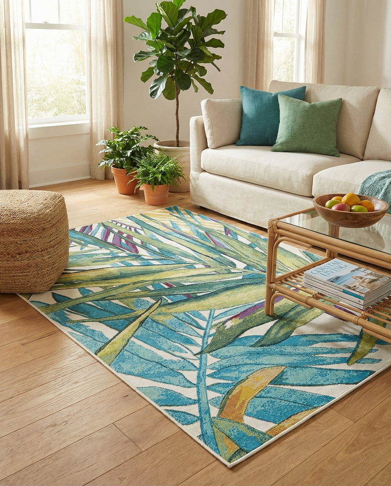 Seaside Blooms Collection Area Rug -  Arcadia Rectangle Multi  lifestyle 46
