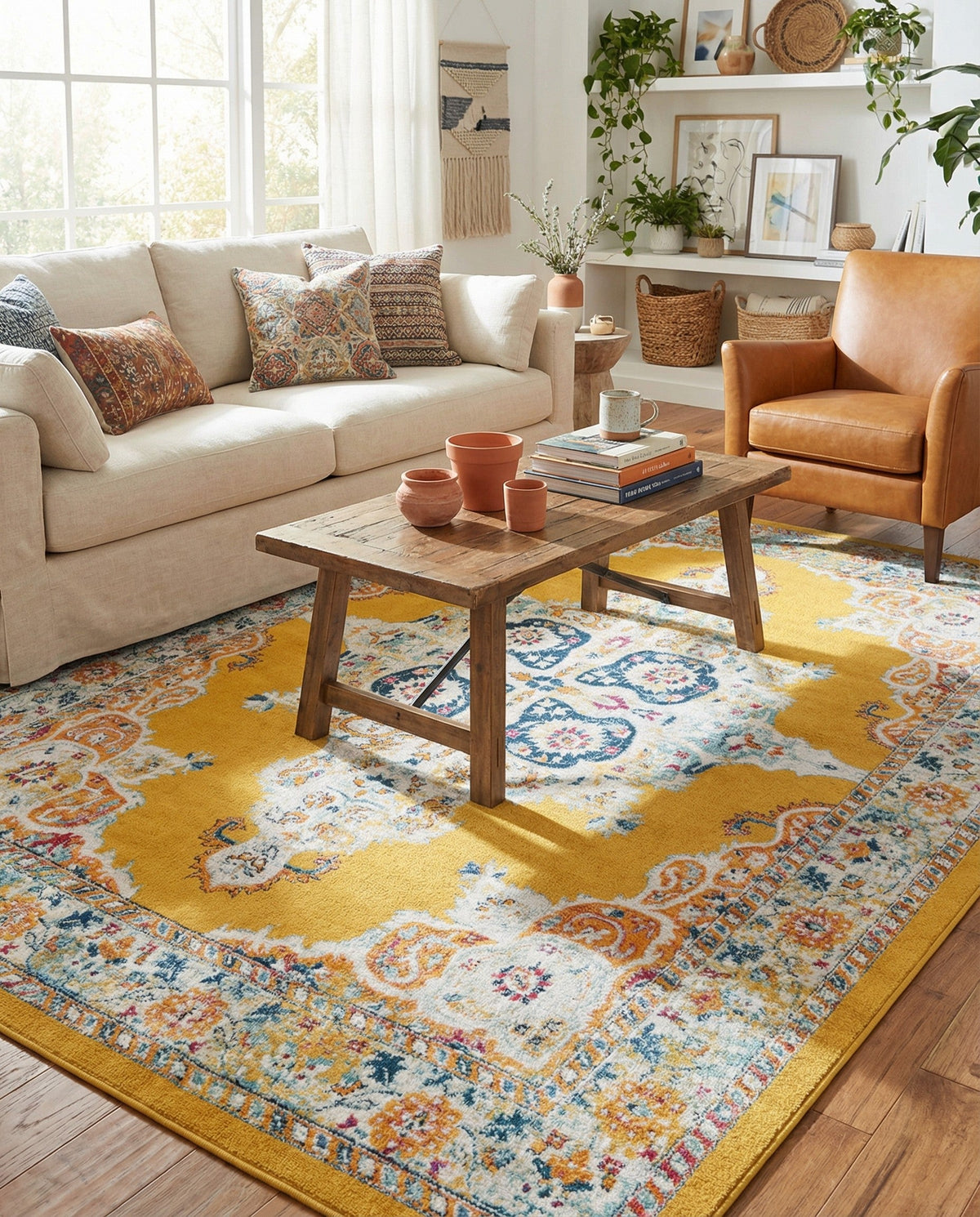 Beverly Grove Collection Area Rug -  Fairfax (Yellow) Rectangle Yellow  lifestyle 9