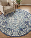 Savannah Series Collection Area Rug - Charleston (French Blue) Round French Blue  lifestyle 56