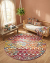 Mediterranean Lattice Collection Area Rug - Santorini (Multi) Round Multi  lifestyle 37