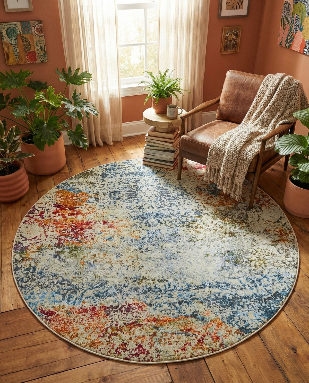 Caribbean Breeze Collection Area Rug -  Isla Round Cream  lifestyle 61
