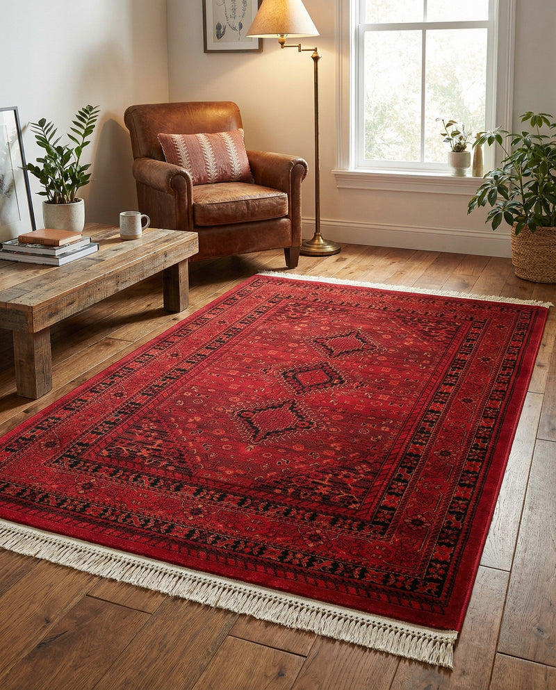 Samarkand Elegance Collection Area Rug -  Zarafshan Rectangle Red  lifestyle 14