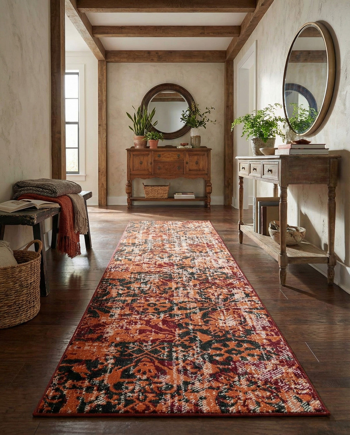 Geneva Terrace Collection Area Rug -  Morges Runner Rust Red  lifestyle 108
