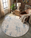Aegean Elegance Collection Area Rug -  Milos Round Gray Blue  lifestyle 65