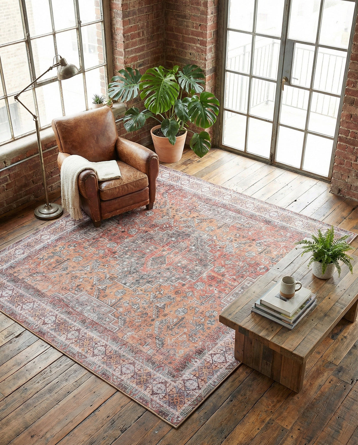Heritage Elegance Collection Area Rug -  Uffizi Square Rust Red  lifestyle 116