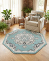 Beverly Grove Collection Area Rug - Melrose (Aqua) Octagon Aqua  lifestyle 67